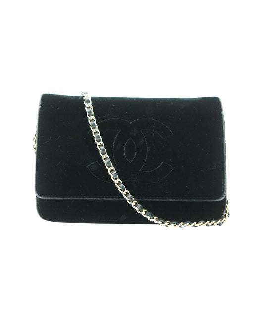 CHANEL CHAIN WALLET SHOULDER BLACK VELOR 90195523 DBXS3589