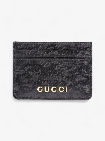 Gucci Logo Card Holder Black / Gold Leather
