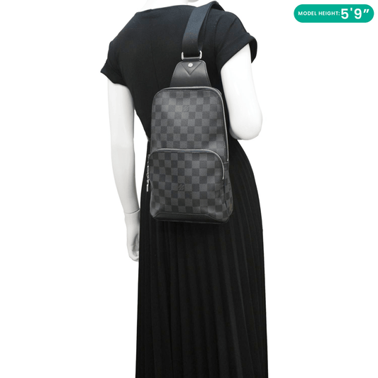 LOUIS VUITTON Avenue Sling Damier Graphite Backpack Bag Black