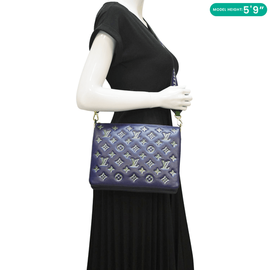 LOUIS VUITTON Coussin PM Monogram Embossed Leather Crossbody Bag Blue