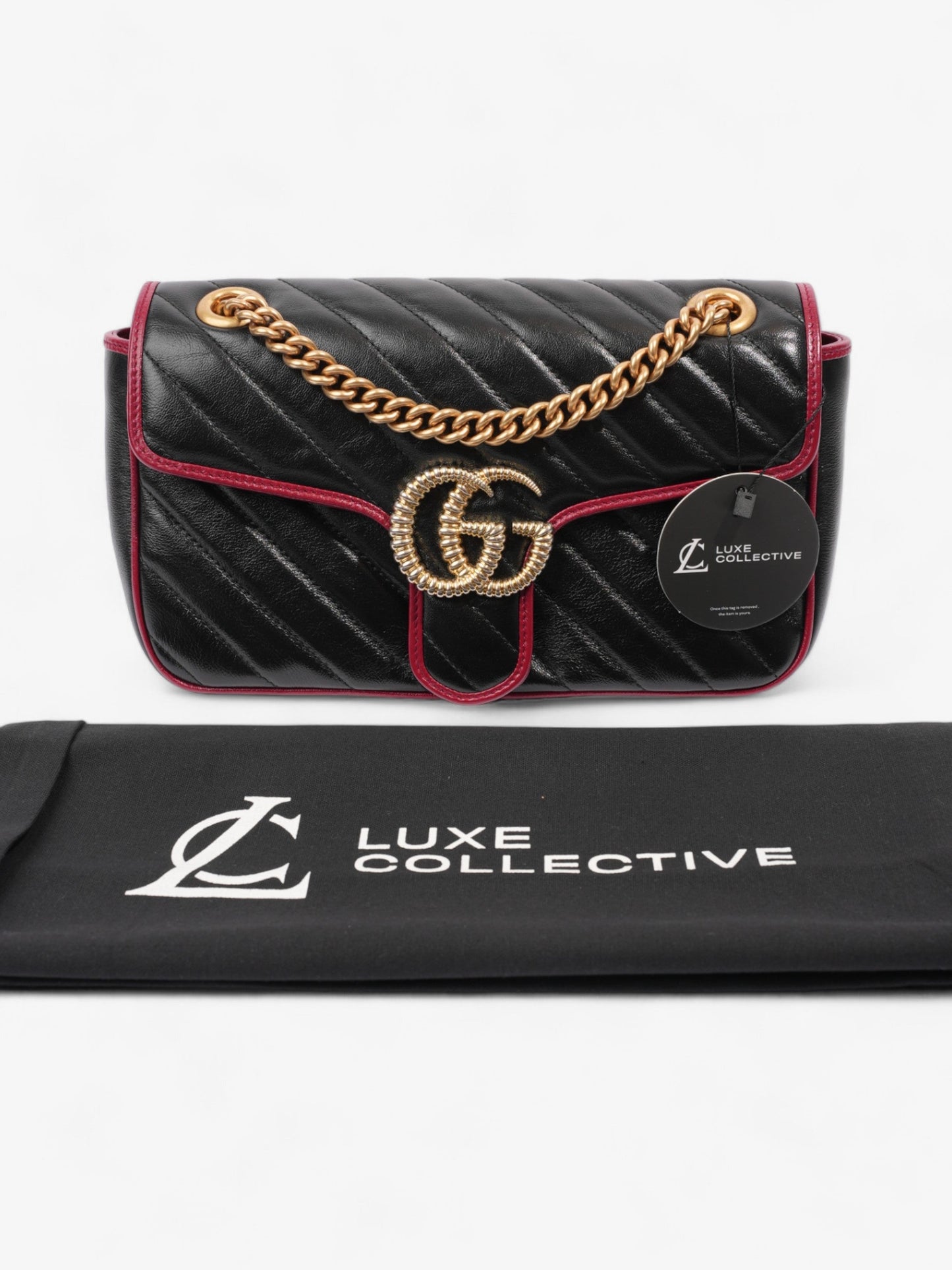 Gucci GG Marmont Flap Black / Red Leather Small