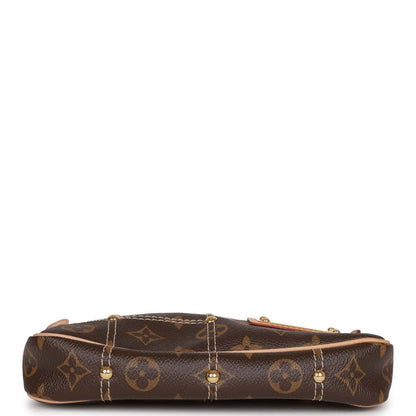 Louis Vuitton Brown Monogram Riveting Pochette Gold Hardware