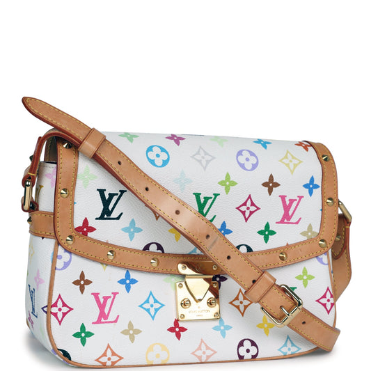 Vintage Louis Vuitton Sologne White Multicolor Canvas Gold Hardware