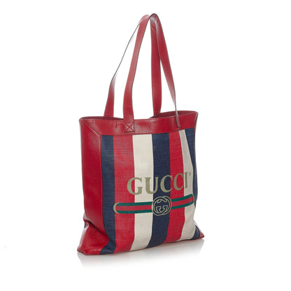 Gucci Sylvie Baiadera Tote Bag Striped Canvas