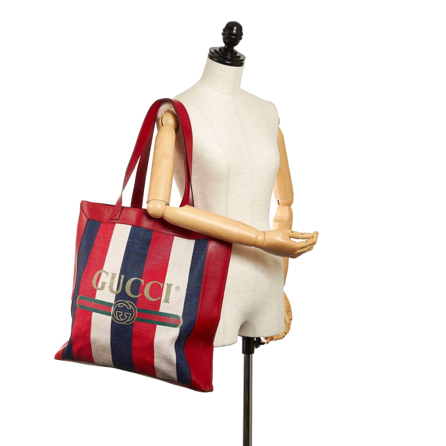 Gucci Sylvie Baiadera Tote Bag Striped Canvas