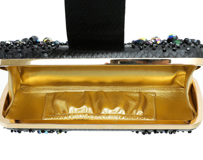 Louis Vuitton Black Minaudiere Tresor Python Clutch