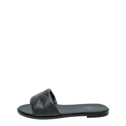 Louis Vuitton Black Monogram Embossed Revival Flat Mules 38