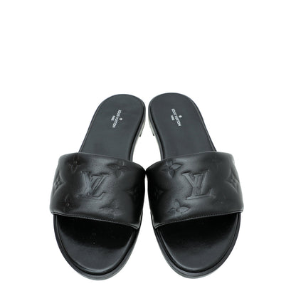 Louis Vuitton Black Monogram Embossed Revival Flat Mules 38