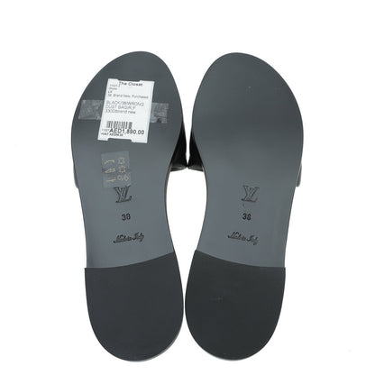 Louis Vuitton Black Monogram Embossed Revival Flat Mules 38