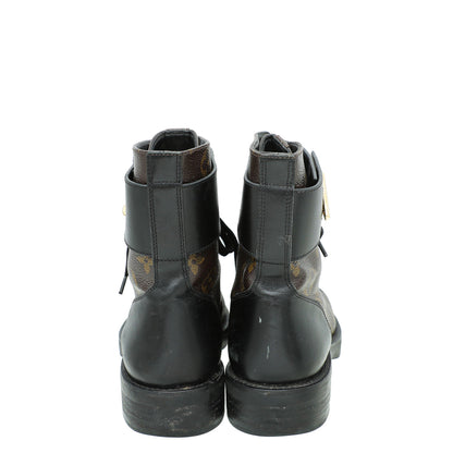 Louis Vuitton Monogram Black Wonderland Flat Ranger Boot 36.5