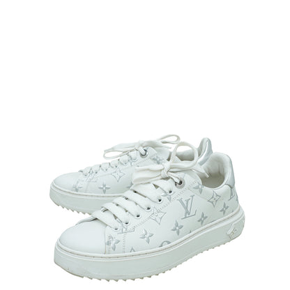 Louis Vuitton Bicolor Monogram Embossed Time Out Sneaker 37