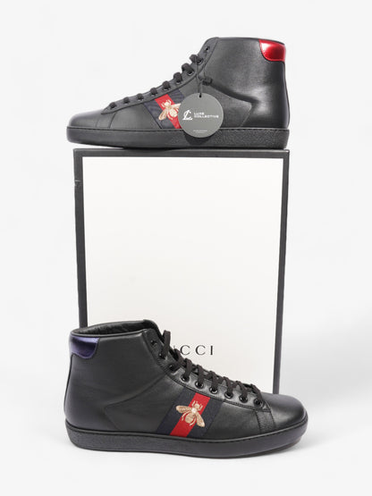 Gucci Bee Ace High-Top Black / Gold Leather EU 45 UK 11