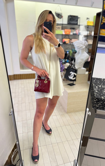 Pre-owned Certified Dior Mini Lady Dior in Dark Cherry Red Patent Leather with Golden Hardware, 2017, Full Set