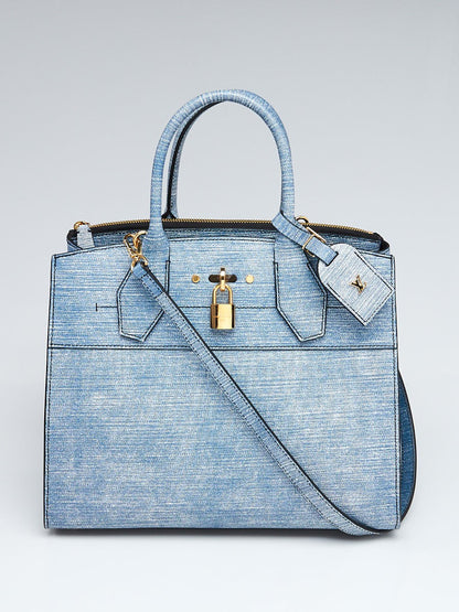Louis Vuitton Denim EPI Leather City Steamer MM Bag