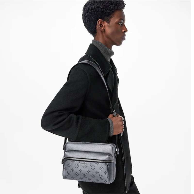 Louis Vuitton LV Men Outdoor Messenger Bag Gunmetal Gray Monogram Coated Canvas
