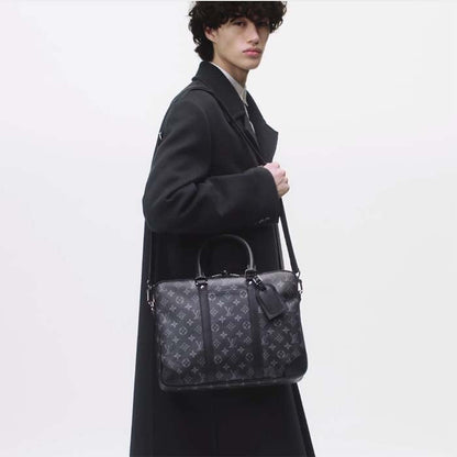 Louis Vuitton LV Men Porte-Documents Voyage PM Monogram Eclipse Coated Canvas