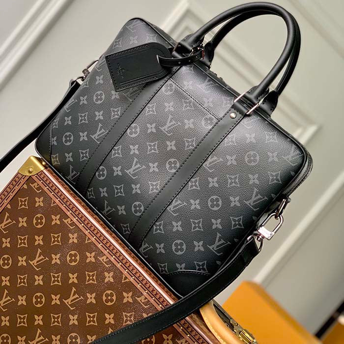 Louis Vuitton LV Men Porte-Documents Voyage PM Monogram Eclipse Coated Canvas