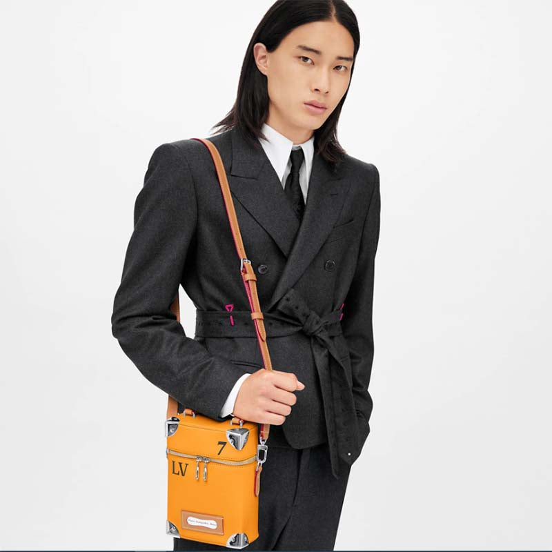 Louis Vuitton LV Men Vertical Soft Trunk Bag Saffron Yellow Cowhide Leather