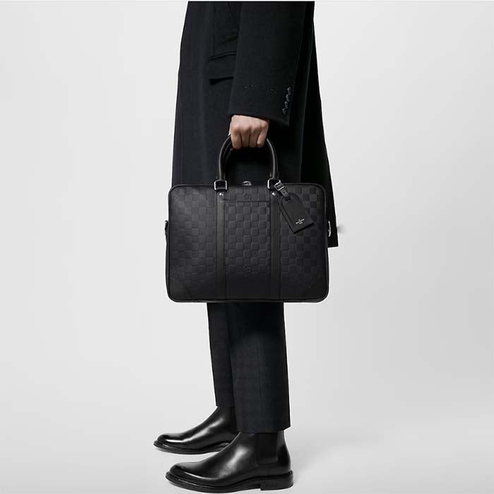 Louis Vuitton LV Uniisex Porte-Documents Voyage PM Black Damier Infini Cowhide Leather