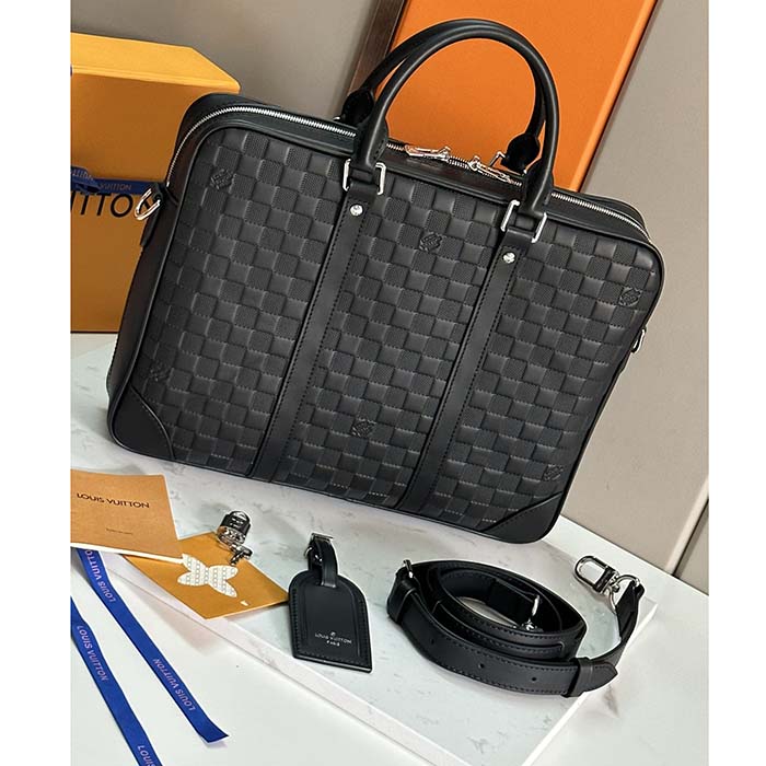 Louis Vuitton LV Uniisex Porte-Documents Voyage PM Black Damier Infini Cowhide Leather