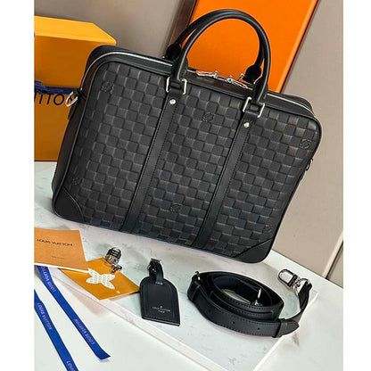 Louis Vuitton LV Uniisex Porte-Documents Voyage PM Black Damier Infini Cowhide Leather