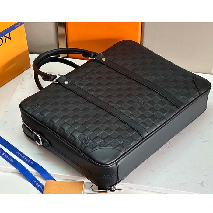 Louis Vuitton LV Uniisex Porte-Documents Voyage PM Black Damier Infini Cowhide Leather
