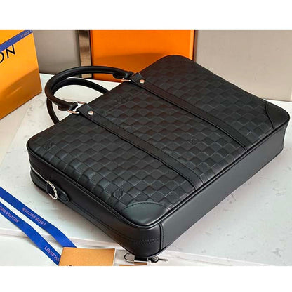 Louis Vuitton LV Uniisex Porte-Documents Voyage PM Black Damier Infini Cowhide Leather