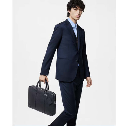 Louis Vuitton LV Uniisex Porte-Documents Voyage PM Midnight Blue Taiga Cowhide Leather