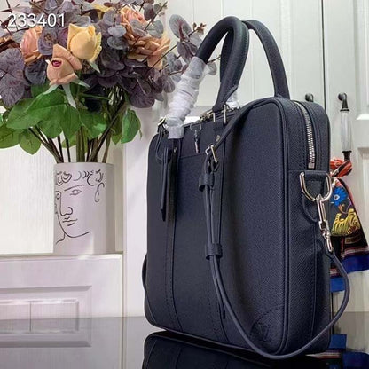 Louis Vuitton LV Uniisex Porte-Documents Voyage PM Midnight Blue Taiga Cowhide Leather