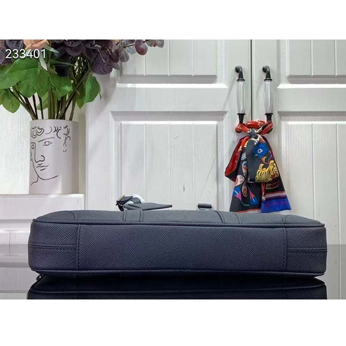 Louis Vuitton LV Uniisex Porte-Documents Voyage PM Midnight Blue Taiga Cowhide Leather