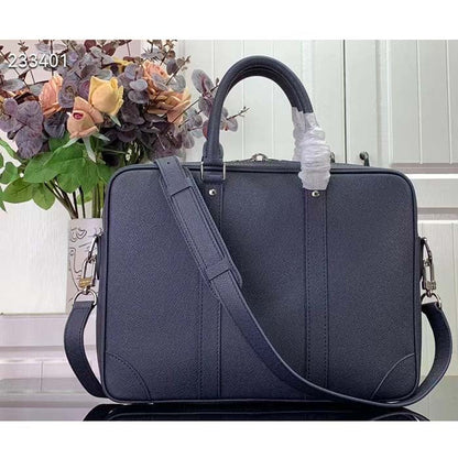 Louis Vuitton LV Uniisex Porte-Documents Voyage PM Midnight Blue Taiga Cowhide Leather