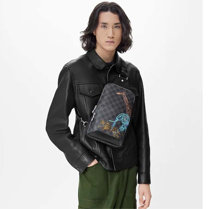 Louis Vuitton LV Unisex Avenue Sling Bag Damier Graphite Coated Canvas