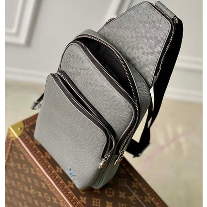 Louis Vuitton LV Unisex Avenue Sling Bag Grey Glacier Taiga Cowhide Leather