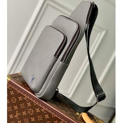 Louis Vuitton LV Unisex Avenue Sling Bag Grey Glacier Taiga Cowhide Leather