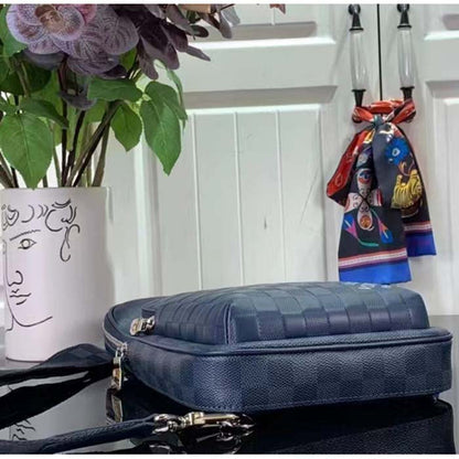 Louis Vuitton LV Unisex Avenue Slingbag Blue Sapphire Damier Infini Cowhide Leather Graphite Coated Canvas