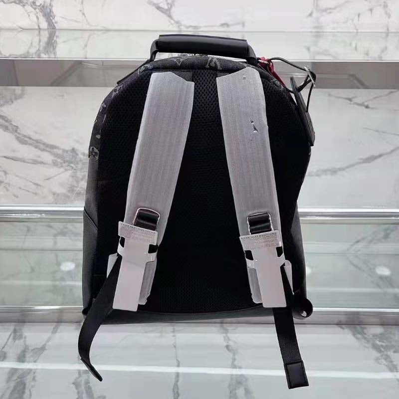 Louis Vuitton LV Unisex Backpack Multipocket Black Monogram Denim Taurillon Cowhide Leather