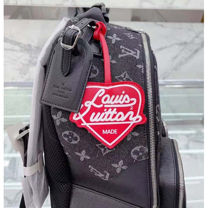 Louis Vuitton LV Unisex Backpack Multipocket Black Monogram Denim Taurillon Cowhide Leather