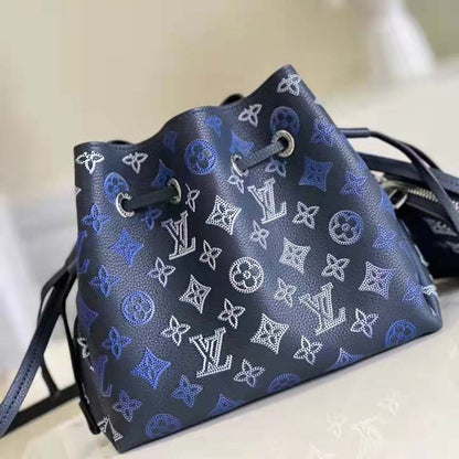 Louis Vuitton LV Unisex Bella Bag Navy Blue Mahina Calfskin