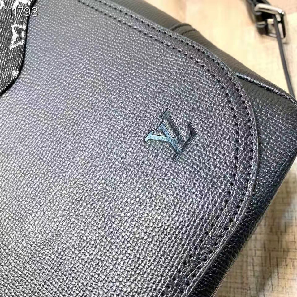 Louis Vuitton LV Unisex Besace Tokyo Black Monogram Denim Taurillon Leather