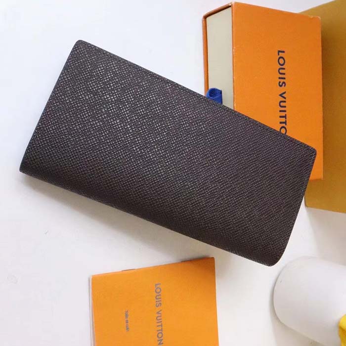 Louis Vuitton LV Unisex Brazza Wallet Taïga Leather Discreetly Stamped LV Initials