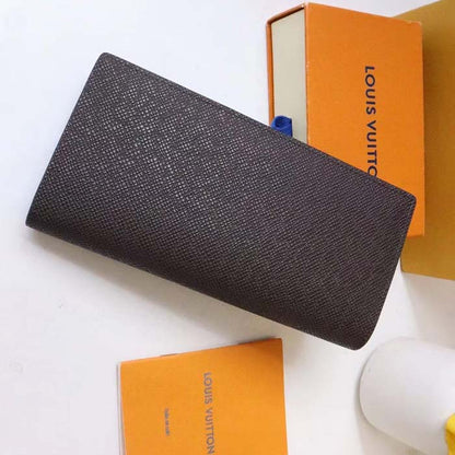 Louis Vuitton LV Unisex Brazza Wallet Taïga Leather Discreetly Stamped LV Initials