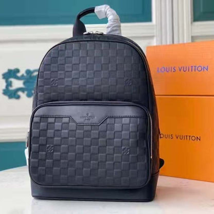 Louis Vuitton LV Unisex Campus Backpack Damier Infini Onyx Silver Cowhide Leather