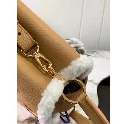 Louis Vuitton LV Women Capucines BB Bag Arizona Taurillon Leather Shearling