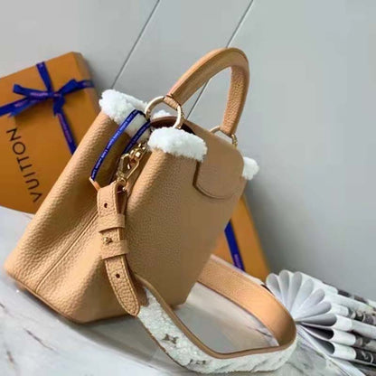 Louis Vuitton LV Women Capucines BB Bag Arizona Taurillon Leather Shearling