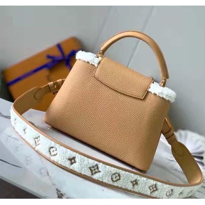 Louis Vuitton LV Women Capucines BB Bag Arizona Taurillon Leather Shearling