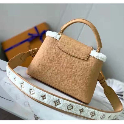 Louis Vuitton LV Women Capucines BB Bag Arizona Taurillon Leather Shearling