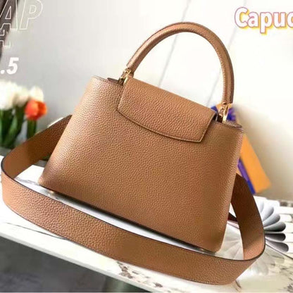 Louis Vuitton LV Women Capucines MM Handbag Gold Arizona Taurillon Cowhide
