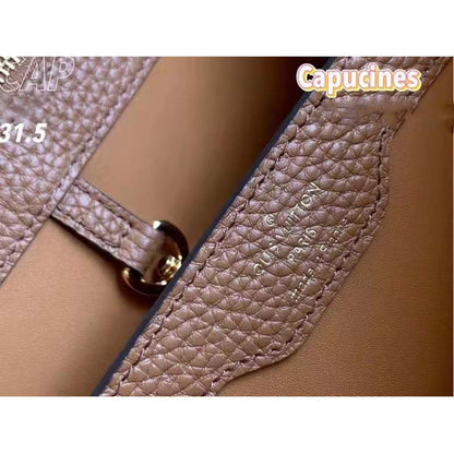 Louis Vuitton LV Women Capucines MM Handbag Gold Arizona Taurillon Cowhide