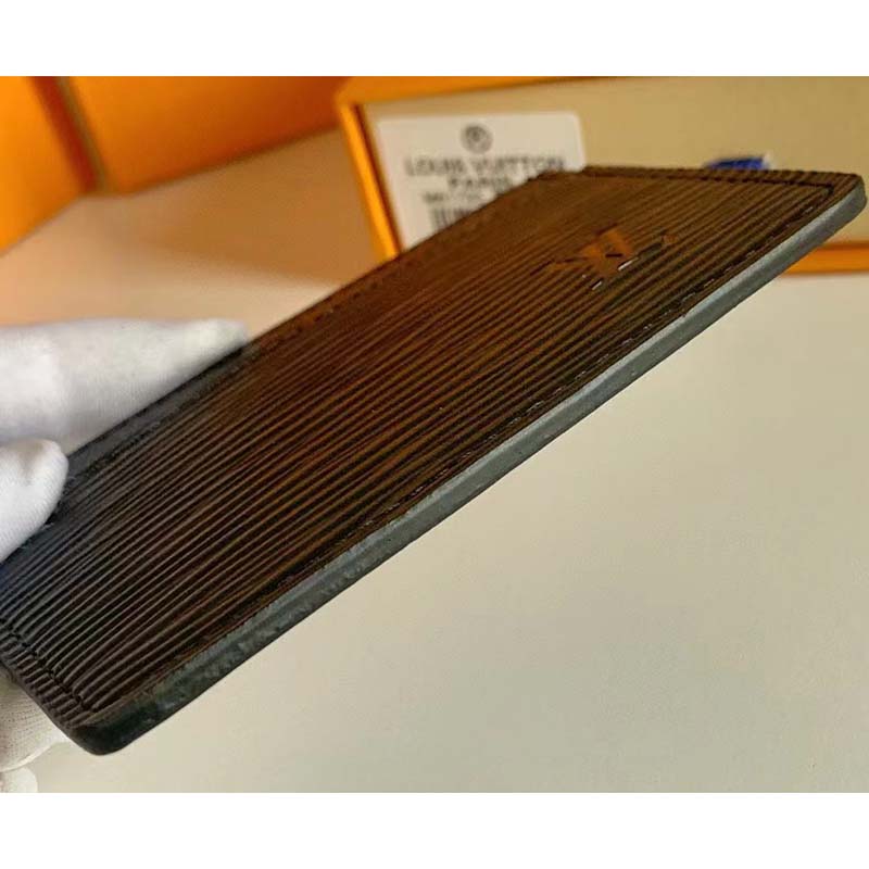 Louis Vuitton LV Unisex Card Holder Wallet Black Epi Leather