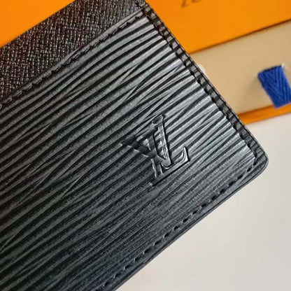 Louis Vuitton LV Unisex Card Holder Wallet Black Epi Leather
